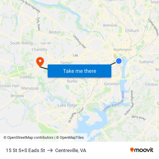 15 St S+S Eads St to Centreville, VA map