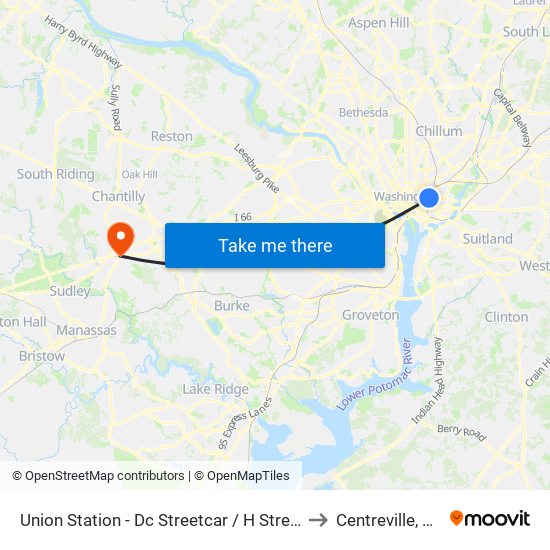 Union Station - Dc Streetcar / H Street to Centreville, VA map