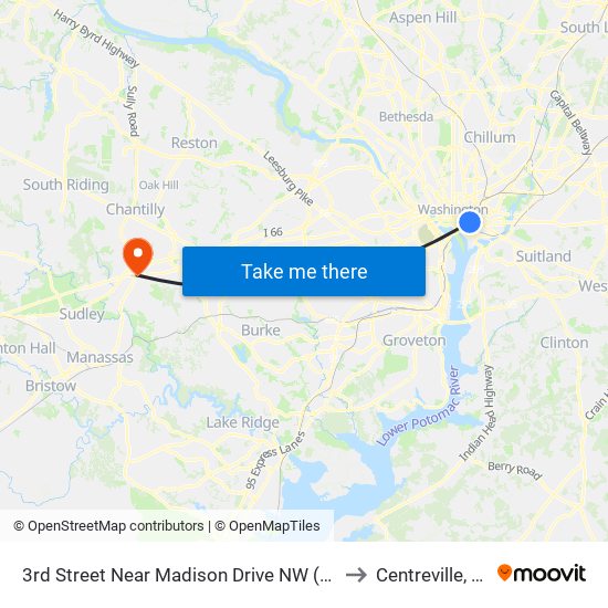 3rd Street Near Madison Drive NW (Nb) to Centreville, VA map