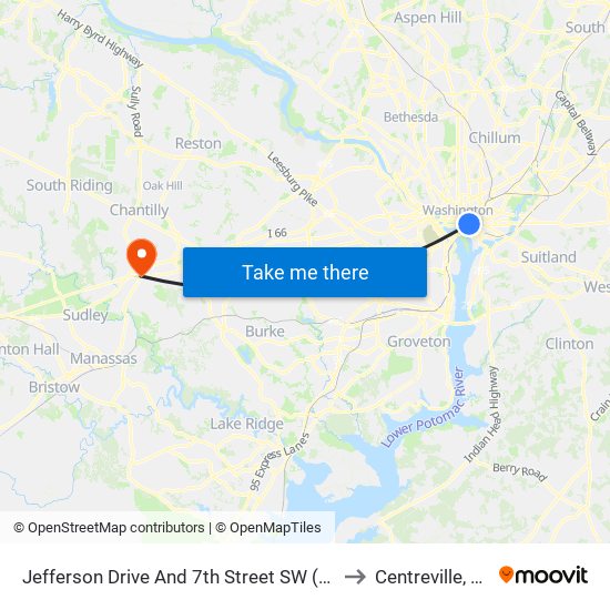 Jefferson Drive And 7th Street SW (Eb) to Centreville, VA map