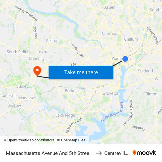 Massachusetts Avenue And 5th Street NW (Wb) to Centreville, VA map