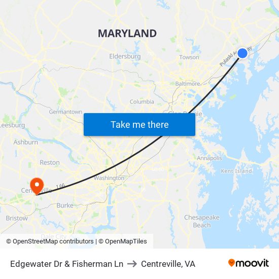 Edgewater Dr & Fisherman Ln to Centreville, VA map