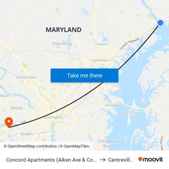 Concord Apartments (Aiken Ave & Concord Dr) to Centreville, VA map