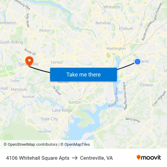 4106 Whitehall Square Apts to Centreville, VA map