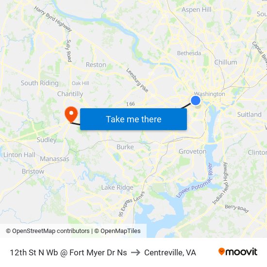 12th St N Wb @ Fort Myer Dr Ns to Centreville, VA map