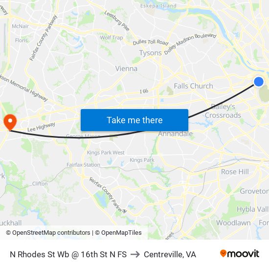 N Rhodes St Sb @ 16th St N FS to Centreville, VA map