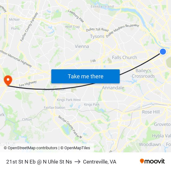 21st St N Eb @ N Uhle St Ns to Centreville, VA map