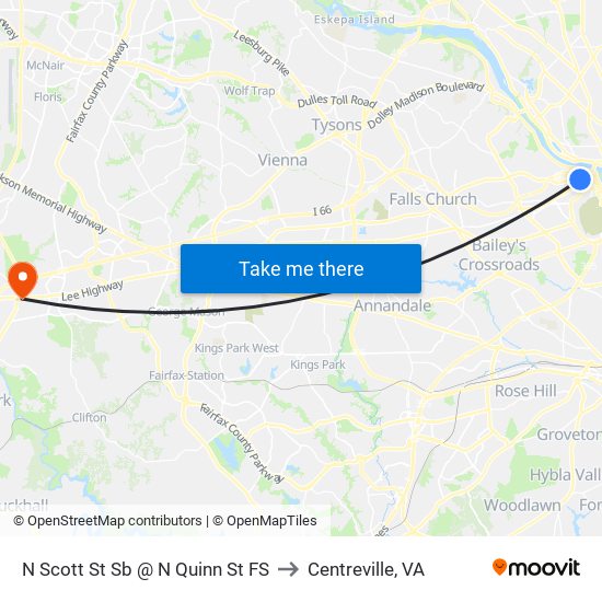 N Scott St Sb @ N Quinn St FS to Centreville, VA map