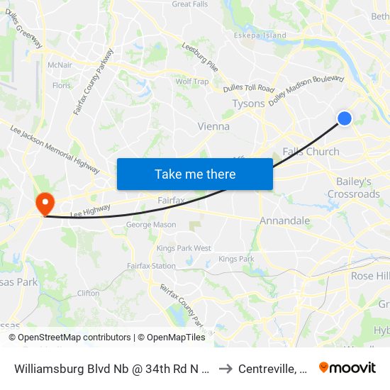 Williamsburg Blvd Nb @ 34th Rd N Ns to Centreville, VA map