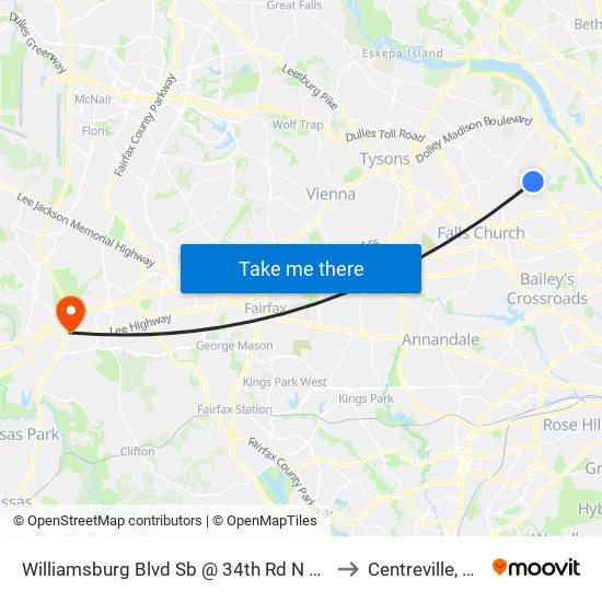 Williamsburg Blvd Sb @ 34th Rd N Ns to Centreville, VA map