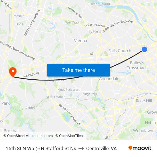 15th St N Wb @ N Stafford St Ns to Centreville, VA map