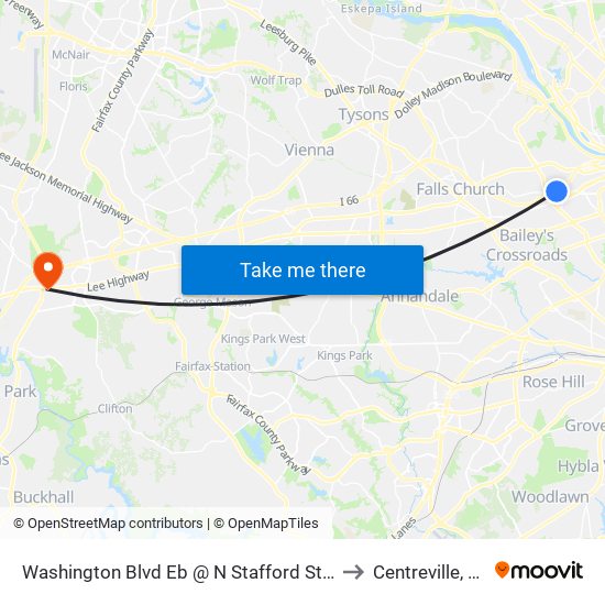 Washington Blvd Eb @ N Stafford St FS to Centreville, VA map