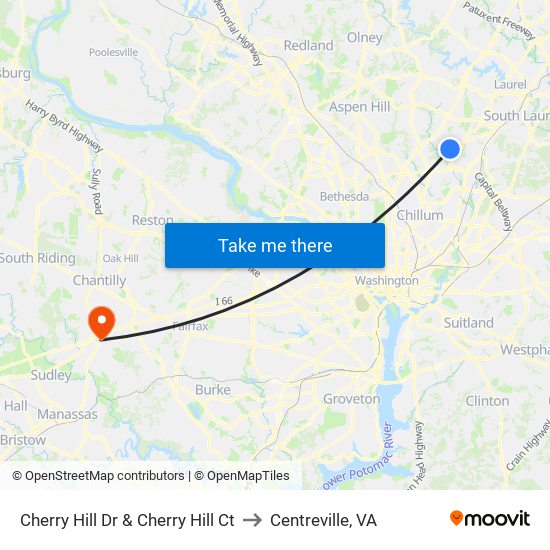 Cherry Hill Dr & Cherry Hill Ct to Centreville, VA map