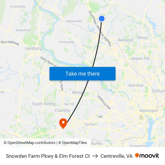 Snowden Farm Pkwy & Elm Forest Ct to Centreville, VA map