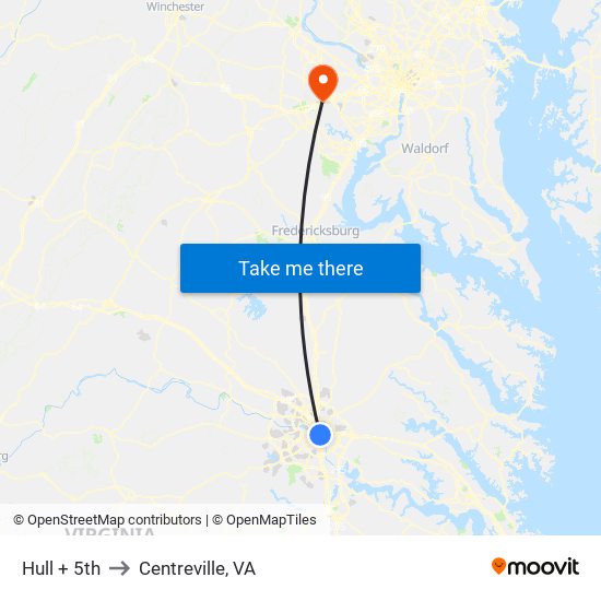 Hull + 5th to Centreville, VA map