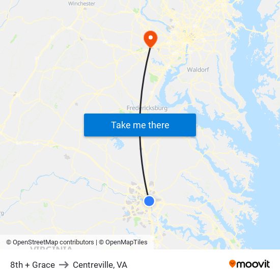 8th + Grace to Centreville, VA map