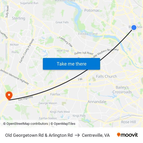 Old Georgetown Rd & Arlington Rd to Centreville, VA map