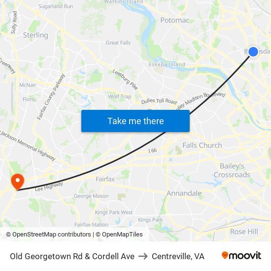 Old Georgetown Rd & Cordell Ave to Centreville, VA map