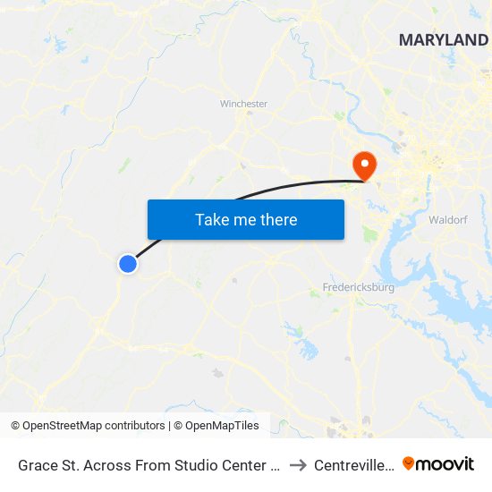 Grace St. Across From Studio Center (Shelter) to Centreville, VA map