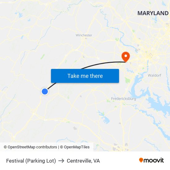 Festival (Parking Lot) to Centreville, VA map