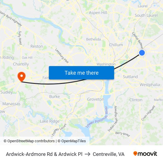 Ardwick-Ardmore Rd & Ardwick Pl to Centreville, VA map