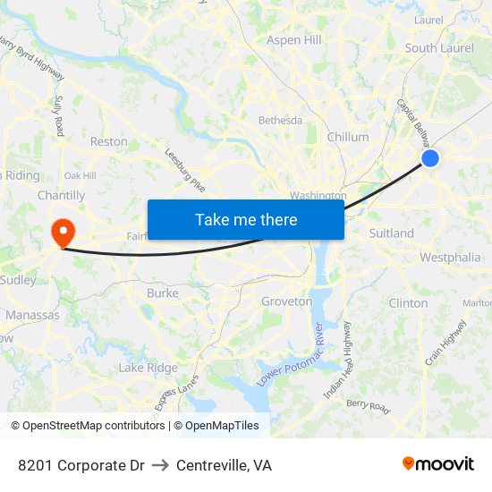 8201 Corporate Dr to Centreville, VA map