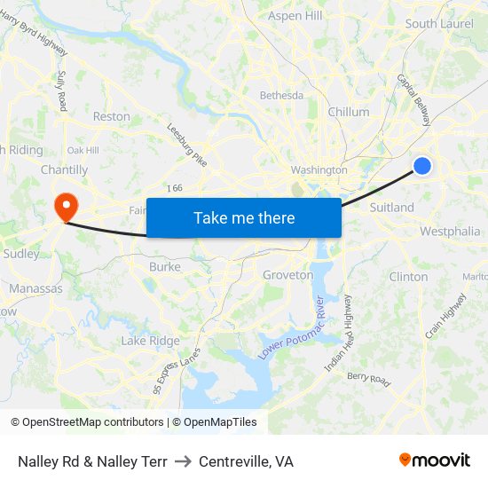 Nalley Rd & Nalley Terr to Centreville, VA map