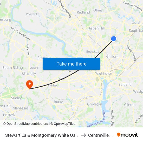 Stewart La & Montgomery White Oak A to Centreville, VA map