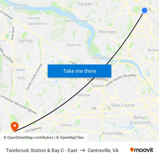 Twinbrook Station & Bay C - East to Centreville, VA map