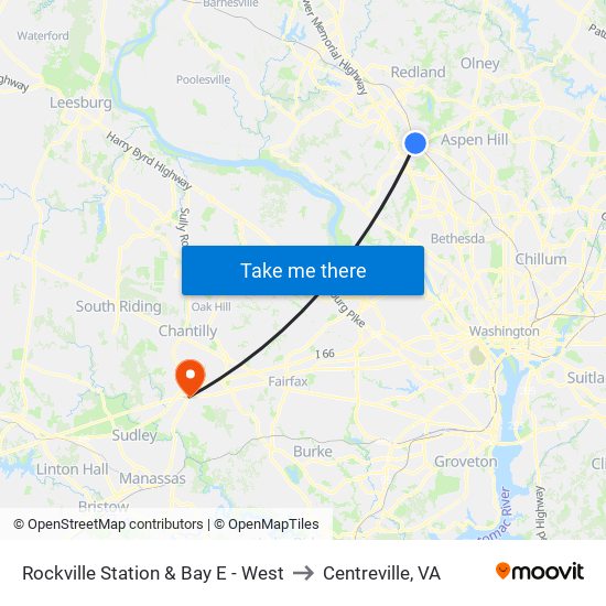 Rockville Station & Bay E - West to Centreville, VA map