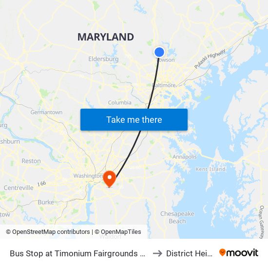 Bus Stop at Timonium Fairgrounds Light Rail Station Sb to District Heights MD map