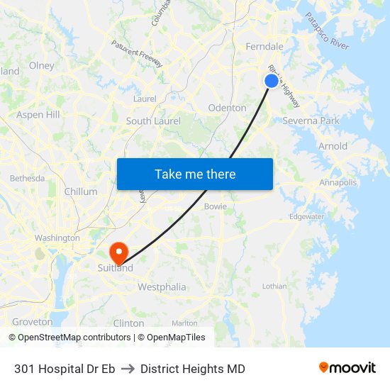 301 Hospital Dr Eb to District Heights MD map