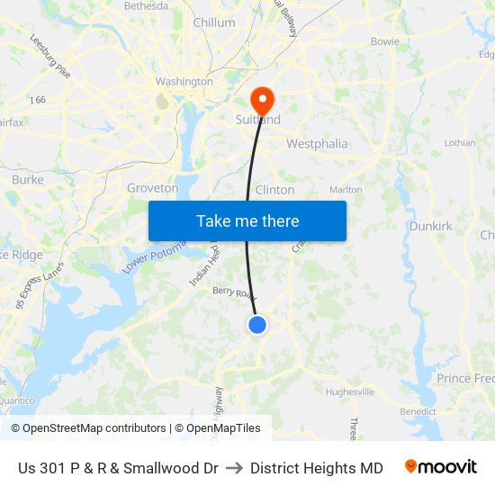 Us 301 P & R & Smallwood Dr to District Heights MD map