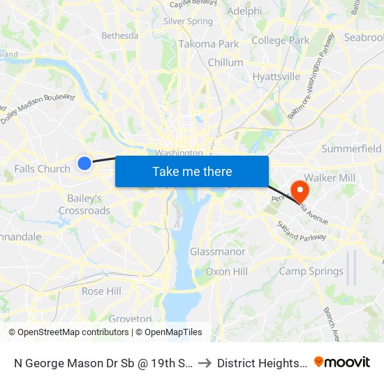 N George Mason Dr Sb @ 19th St N FS to District Heights MD map