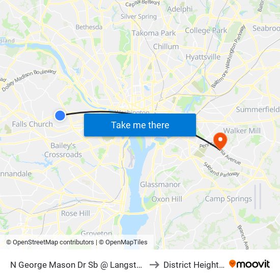 N George Mason Dr Sb @ Langston Blvd FS to District Heights MD map