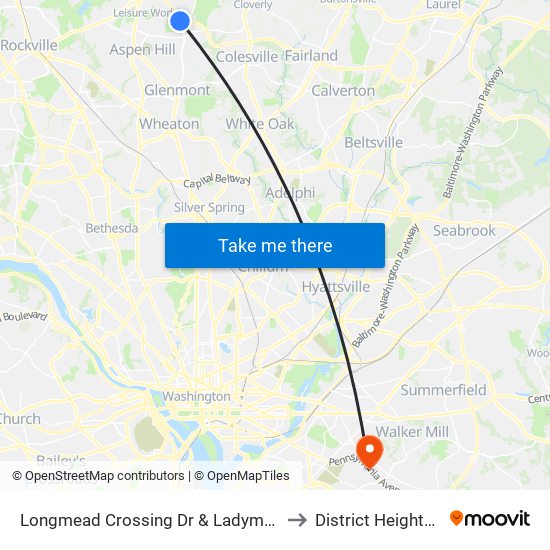 Longmead Crossing Dr & Ladymeade Dr to District Heights MD map