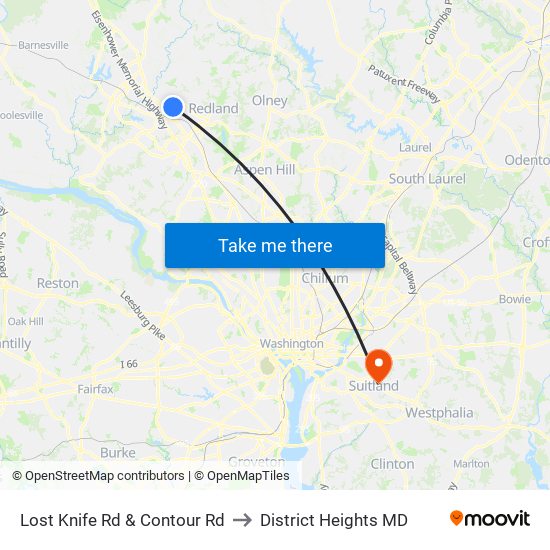 Lost Knife Rd & Contour Rd to District Heights MD map