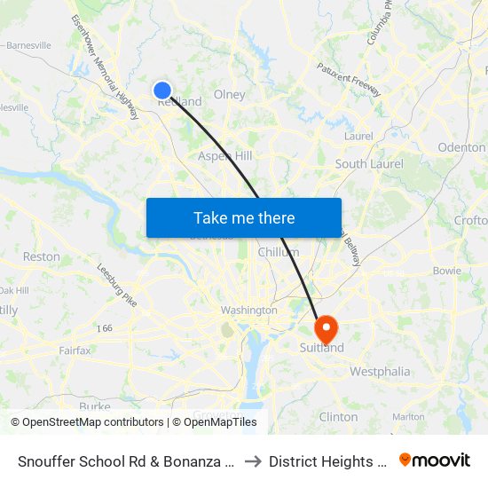 Snouffer School Rd & Bonanza Way to District Heights MD map