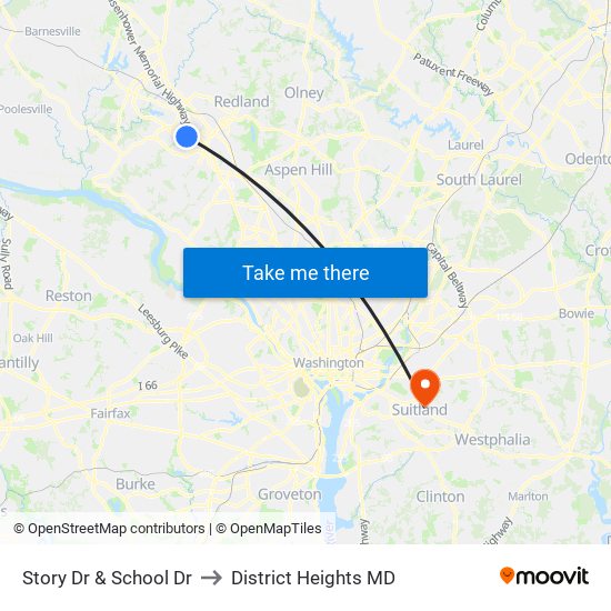 Story Dr & School Dr to District Heights MD map