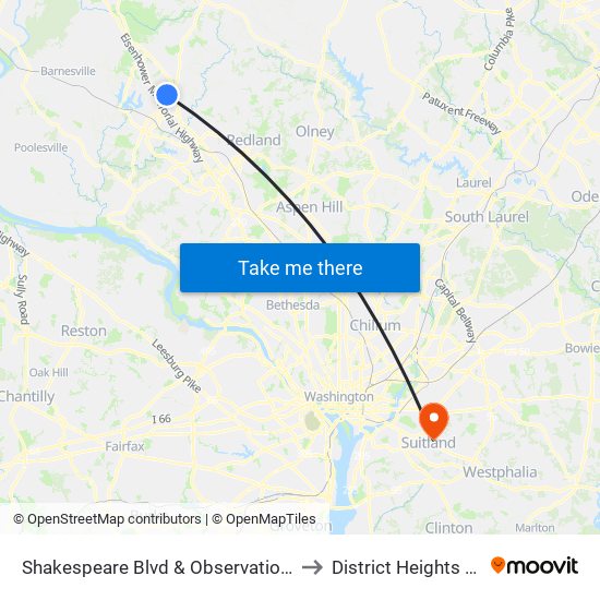 Shakespeare Blvd & Observation Dr to District Heights MD map