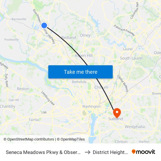 Seneca Meadows Pkwy & Observation Dr to District Heights MD map