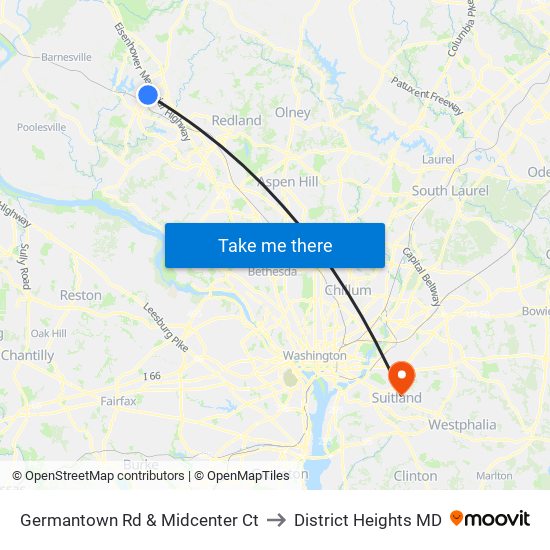 Germantown Rd & Midcenter Ct to District Heights MD map