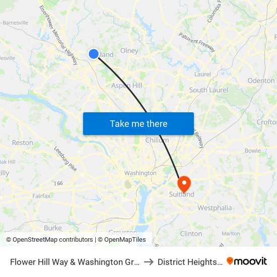 Flower Hill Way & Washington Grove Ln to District Heights MD map