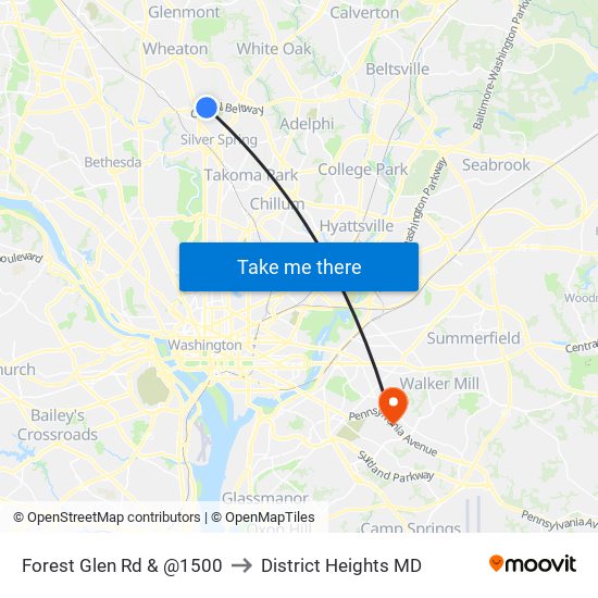 Forest Glen Rd & @1500 to District Heights MD map