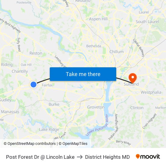 Post Forest Dr @ Lincoln Lake to District Heights MD map