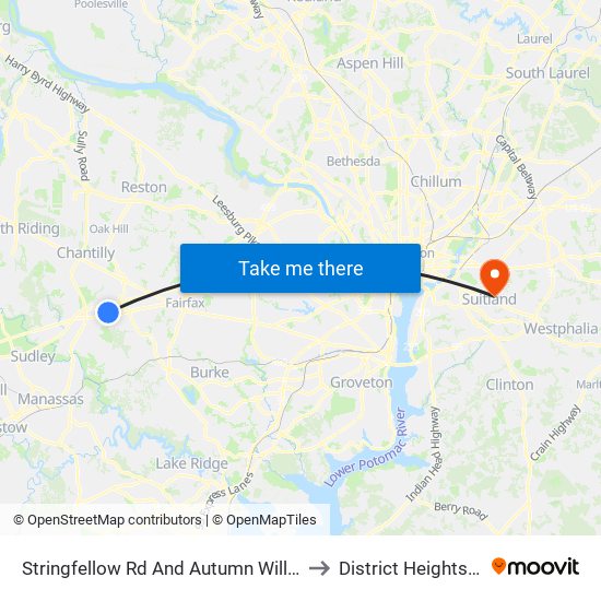 Stringfellow Rd And Autumn Willow Dr to District Heights MD map