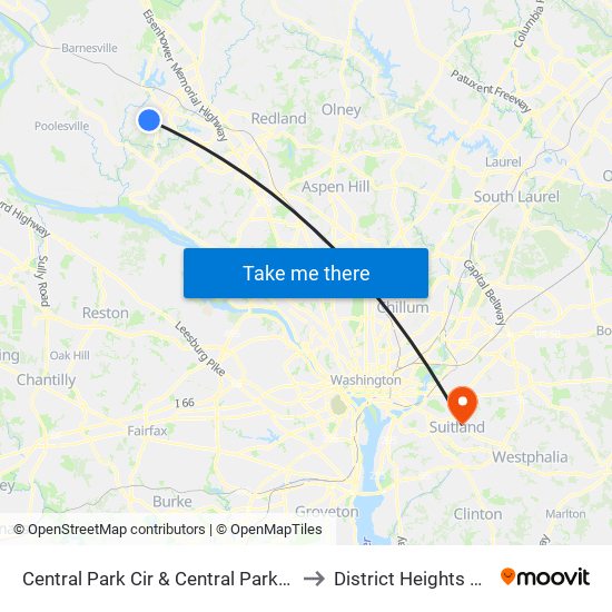 Central Park Cir & Central Park Cir to District Heights MD map