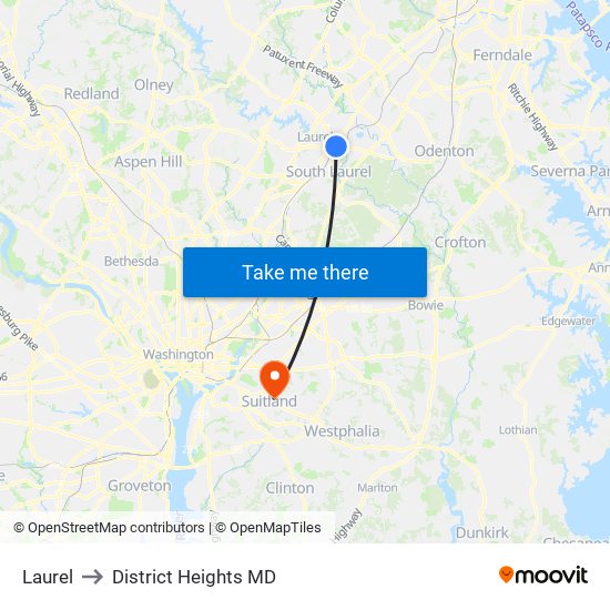 Laurel to District Heights MD map