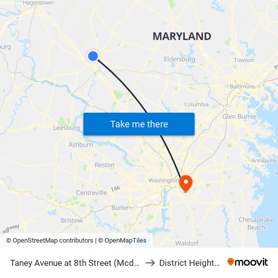 Taney Avenue at 8th Street (Mcdonalds) to District Heights MD map