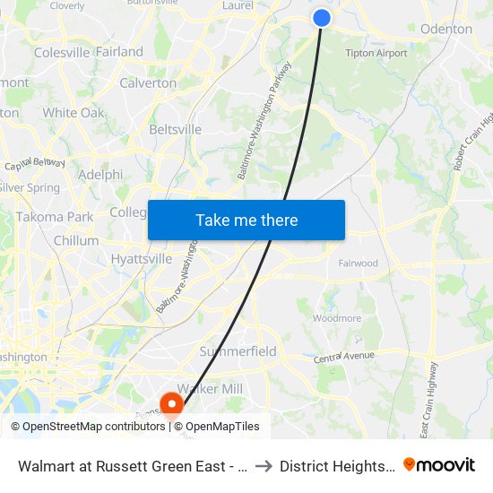Walmart at Russett Green East - Laurel to District Heights MD map